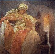 Alphonse Mucha Woman With a Burning Candle oil painting picture wholesale